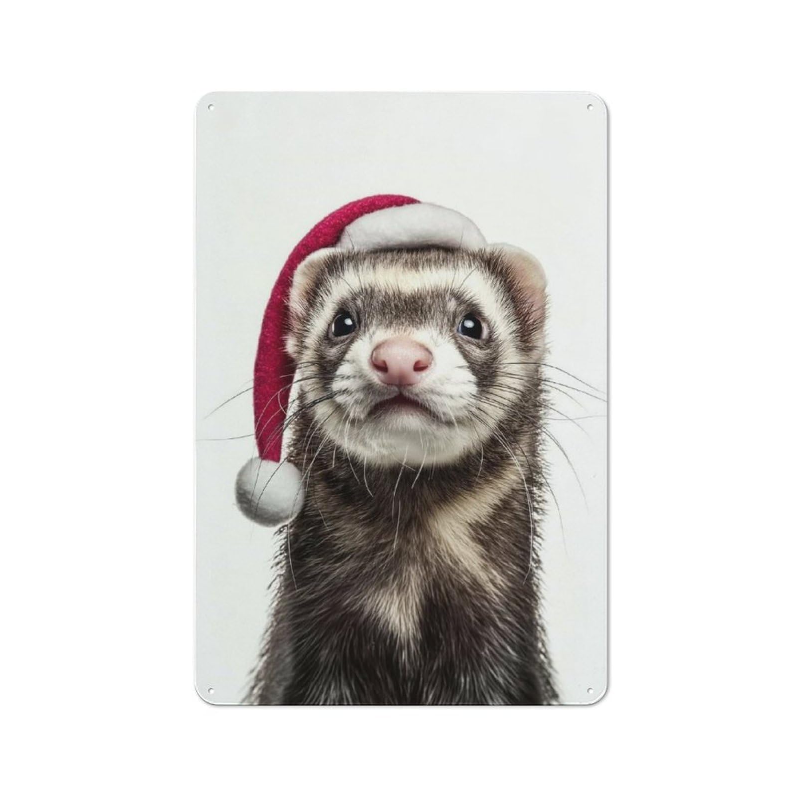 Junmoney Festive Ferret Portrait Vintage Tin Sign 30X20cm With For Kitchen Or Home Bar, For Metal Sign Collectors, For Kitchen And Home Bar Decor