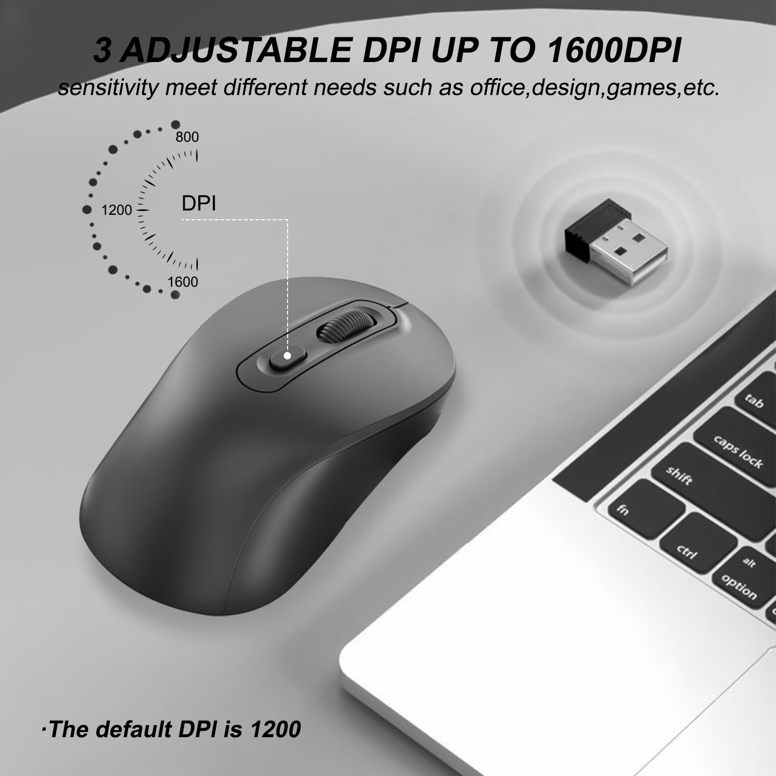 Mouse Wireless Ricaricabile Cimetech - Bluetooth E 2.4G, 1600 DPI, Design Ergonomico Per PC E Mac - Foto 5