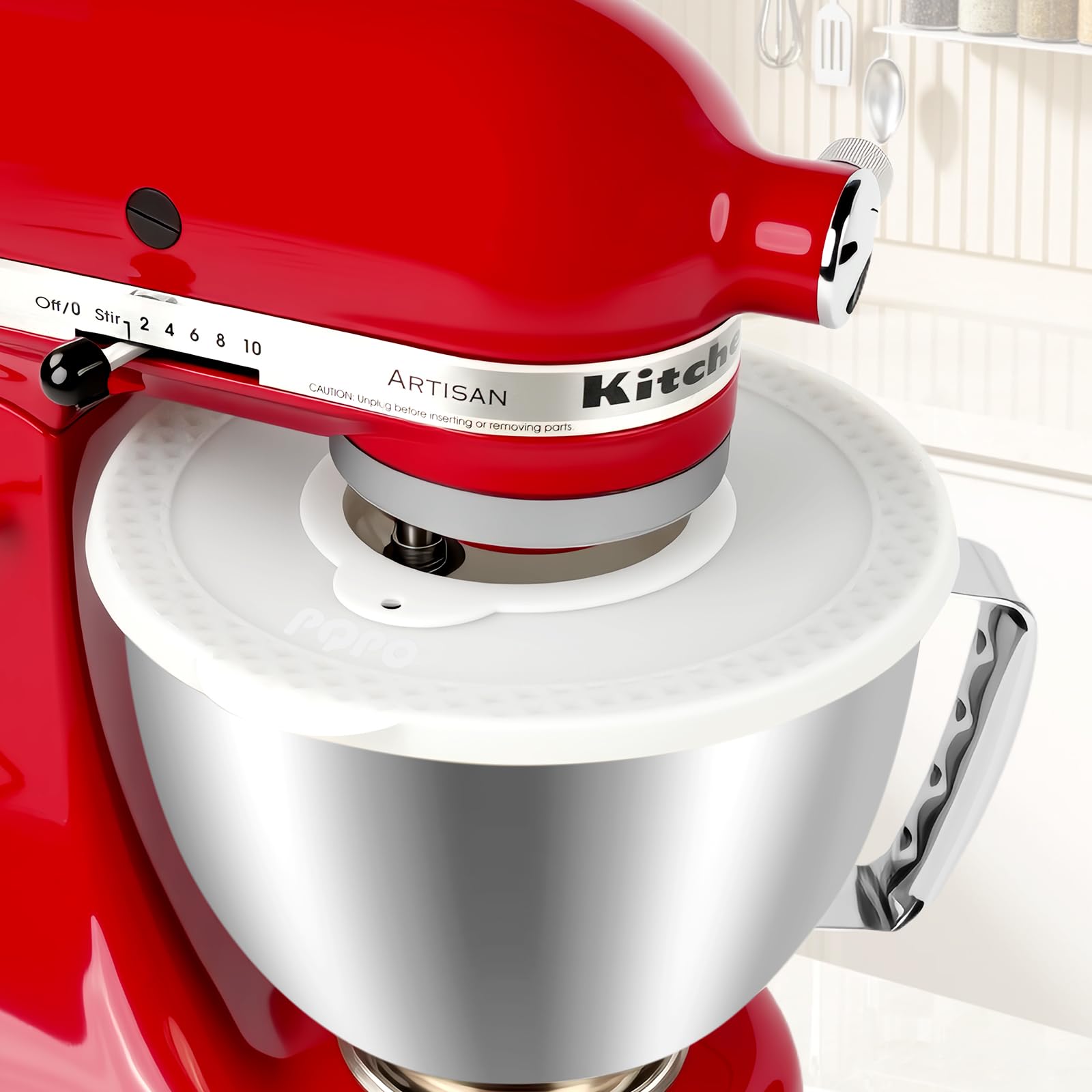 5 Quart Edelstahl Mixerschüssel Set, kompatibel mit Kitchen Aid 4,5-5 Quart Tilt Head Standmixern (5-Quart-Schüssel＋Weißer Deckel）