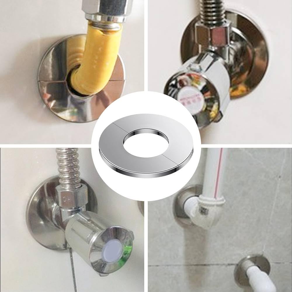 Rosette Termosifoni Acciaio Inox - Copertura Tubi 43mm, Design Divisibile, Autoadesivo, Set Da 4 Pezzi - Foto 2