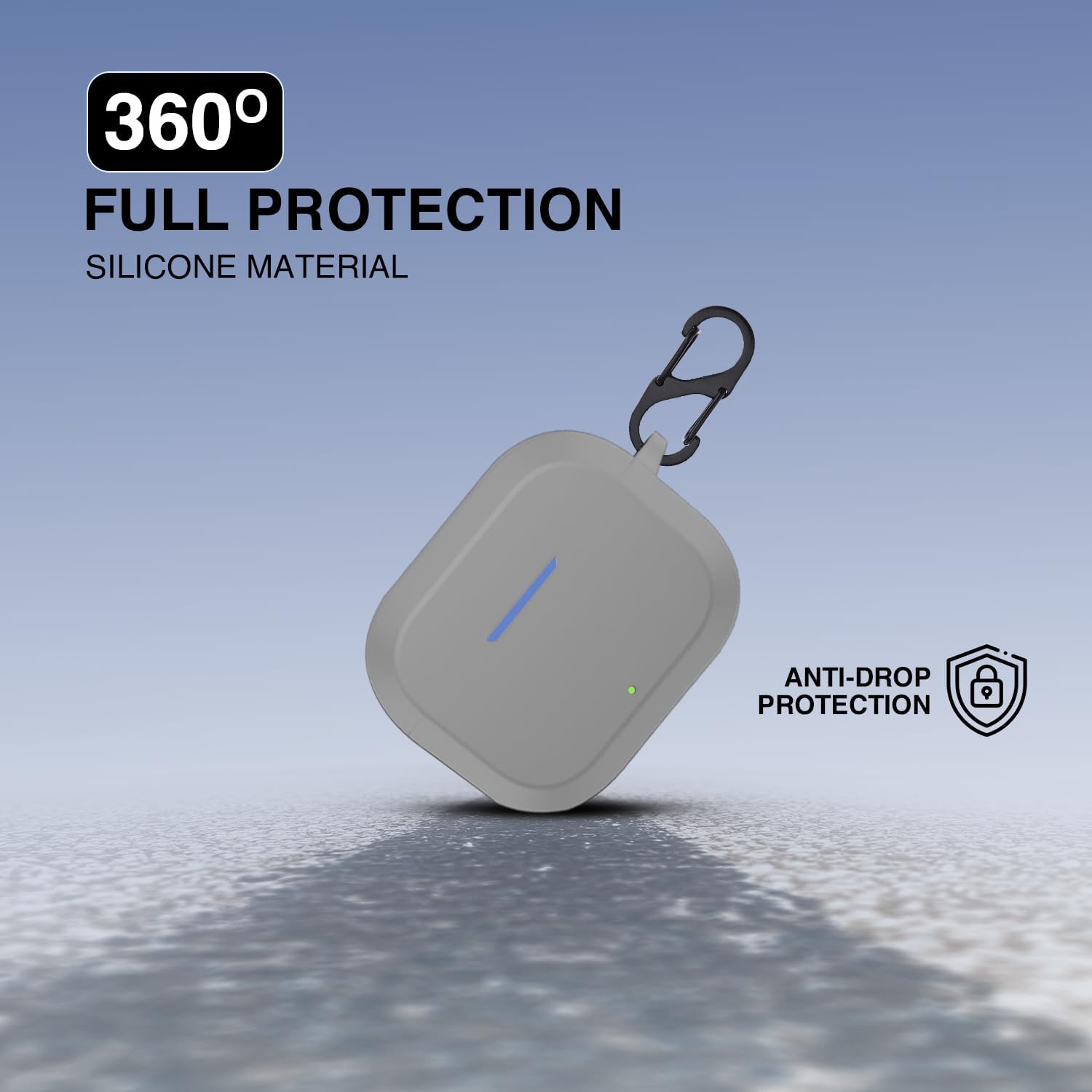 Prolet Silicone Earbuds Case Compatible with OnePlus Nord Buds 3R – Shockproof Dustproof Cover, 360° Full Protection, Anti-Scratch Soft TPU, Carabiner Hook (Grey) — Amazon image 5