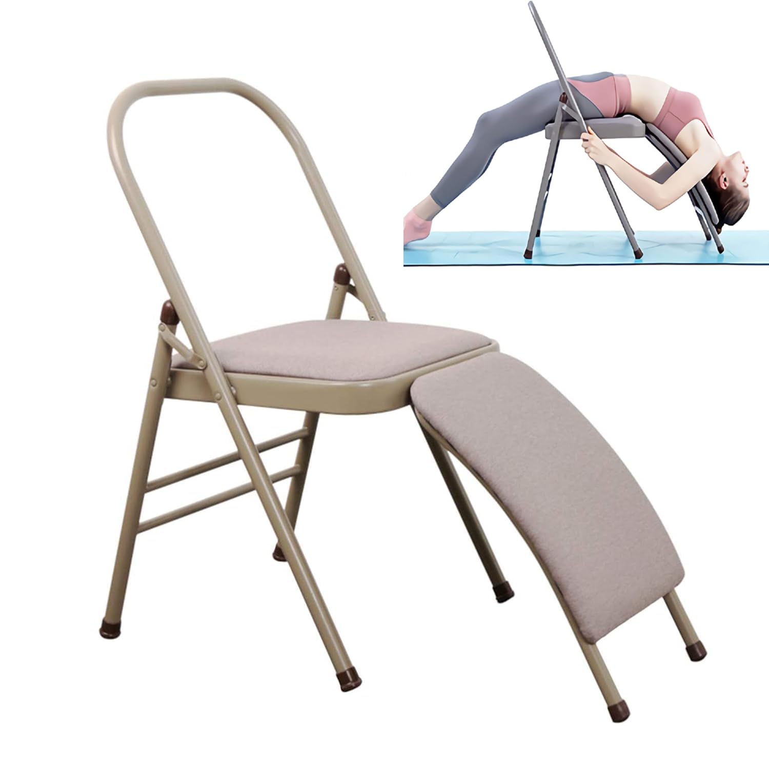 NUCARTURE 2 in 1 Yoga Chair with Back Support for Women Foldable Meditation Chairs with Lumbar Back Support Cushion Seat for Yoga, Fitness & Meditation Holds Upto 150kg(79L x 46W x 82H cm) (B0D4QGG8K7) Amazon Price History, Amazon Price Tracker