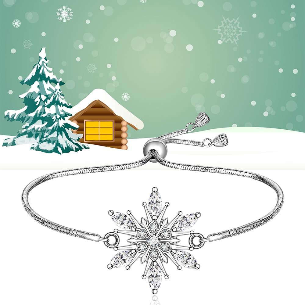Christmas Snowflake Bracelet for Women Christmas Bracelet Sterling Silver Snowflakes Winter Freeze Chain X-Mas Birthday Gifts - Image 9