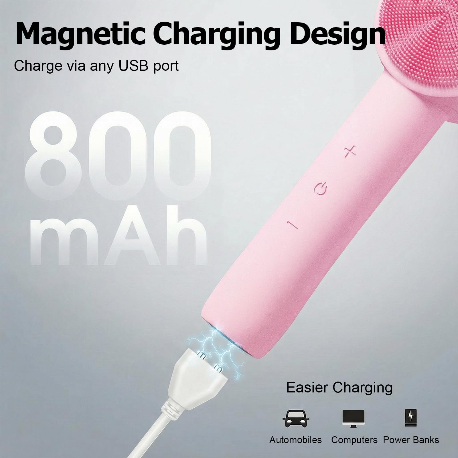 Gesichtsreinigungsbürste, Elektrischer Silikon-Gesichtsschrubber mit automatischem Schäumen & 5 Geschwindigkeiten, IPX7 wasserdicht, 800 mAh Akku, magnetisches Aufladen für Tiefenreinigung, Peeling