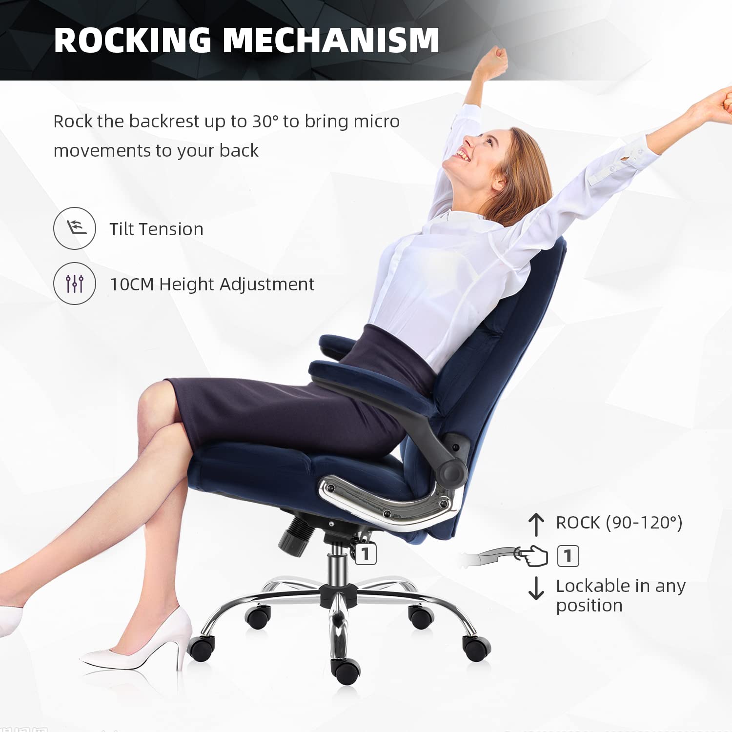 YAMASORO Velvet Office Chair High Back Executive Desk Chair with Flip