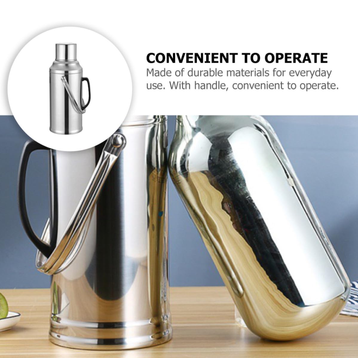 Borraccia Termica Interno in Vetro in Acciaio Inossidabile da 3,2l Design Semplice e Raffinato e Mantenere Acqua Calda o Fredda per Uso Domestico