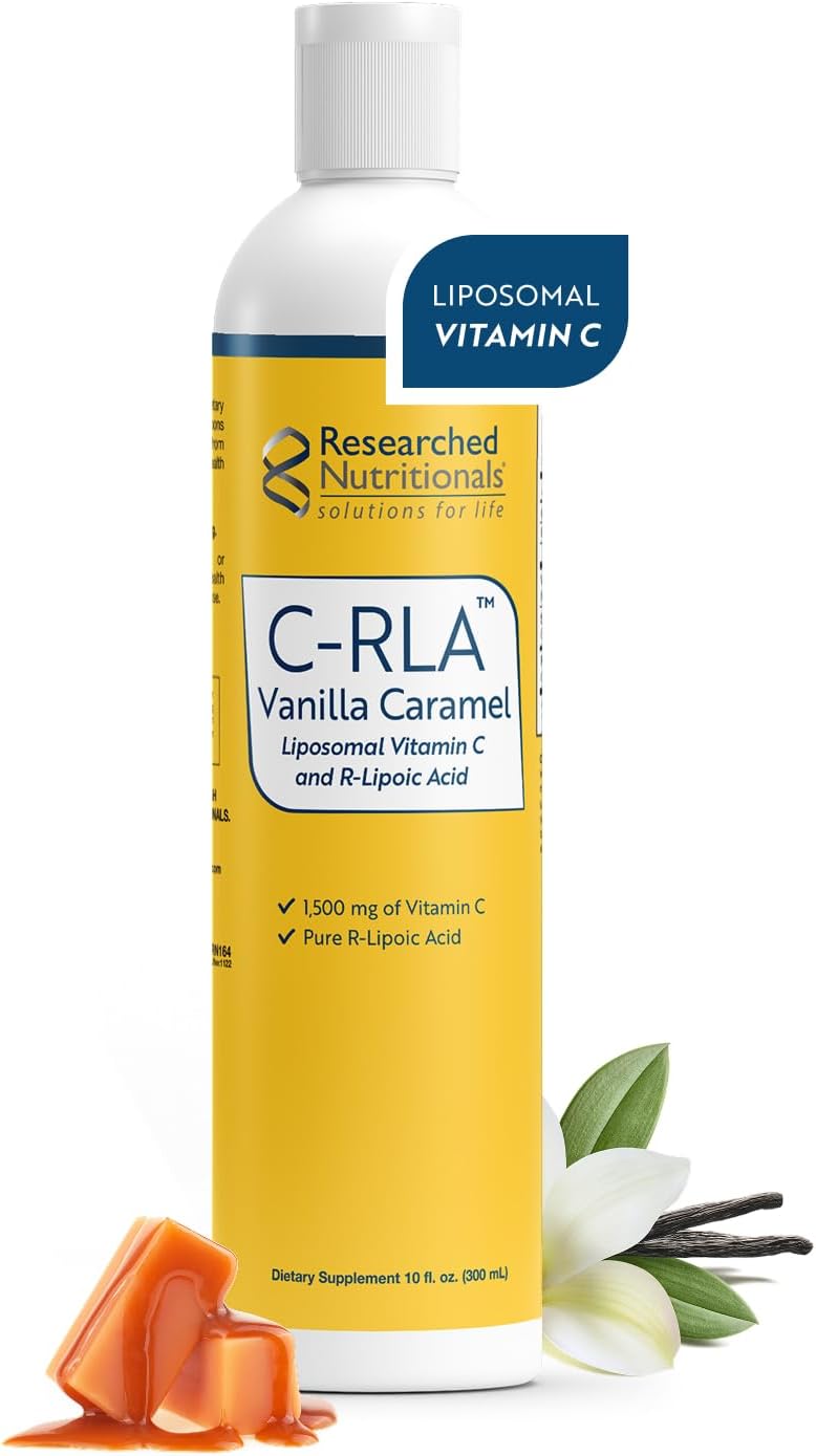 - Researched Nutritionals C-RLA - Liposomal Vitamin C with R Lipoic Acid to Support Detox - Vegan & Soy-Free Vitamin C Liquid, Vanilla Caramel Flavor (10 Fl Oz)
