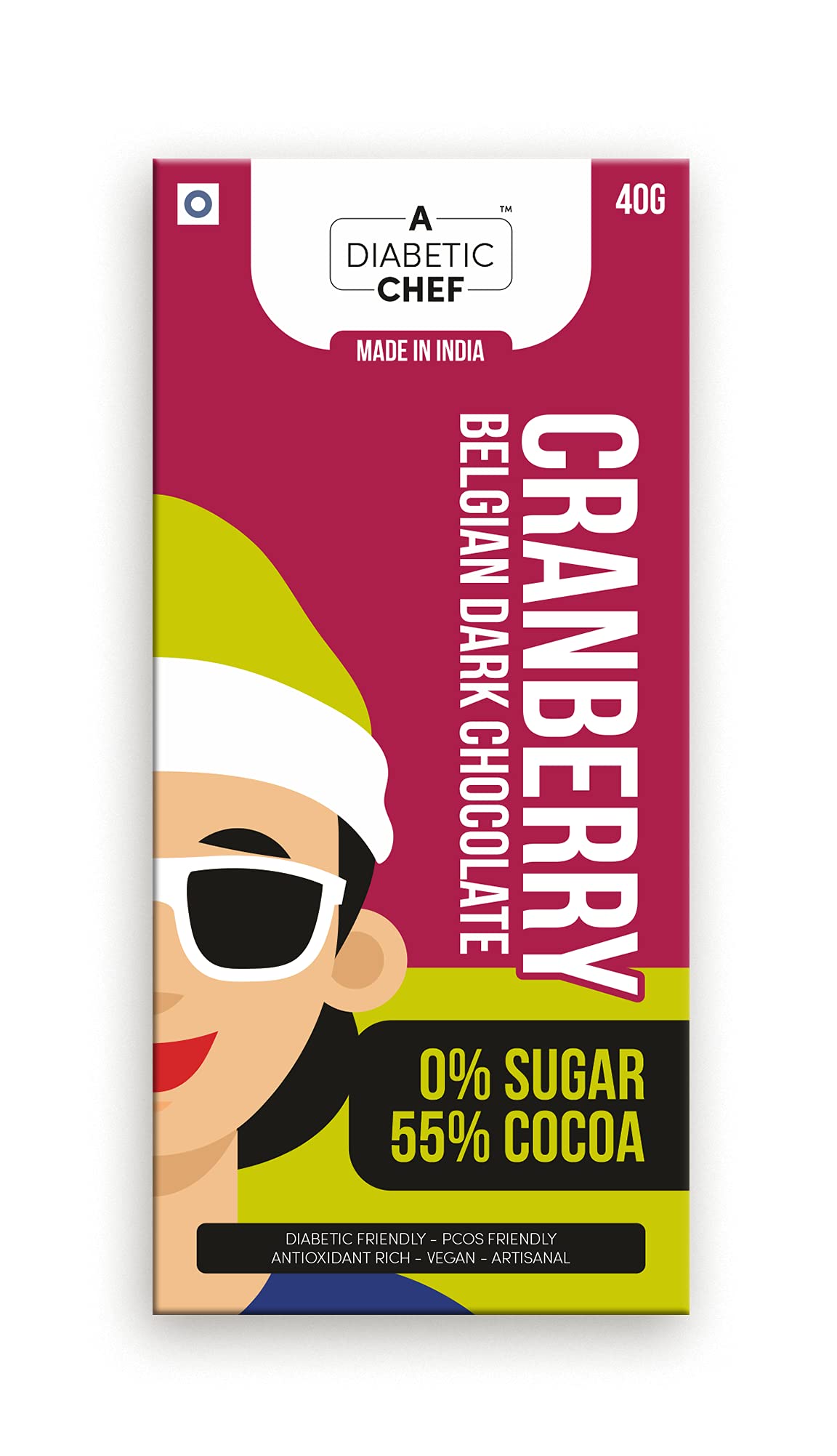 Diabetic Chef Sugar-Free Organic Cranberry Belgian Dark Chocolate Bar,Instant Energy, Diabetic Friendly, 40 Gm (B097Y9GKY4) Amazon Price History, Amazon Price Tracker