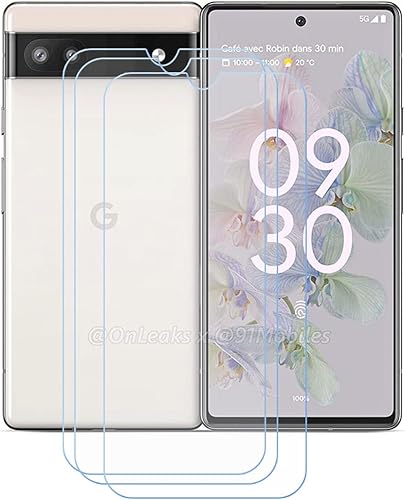 FZZSZS Paquete de 3 protectores de pantalla para Google Pixel 6a, película protectora de dureza 9H antiarañazos, claridad HD, compatible con vidrio