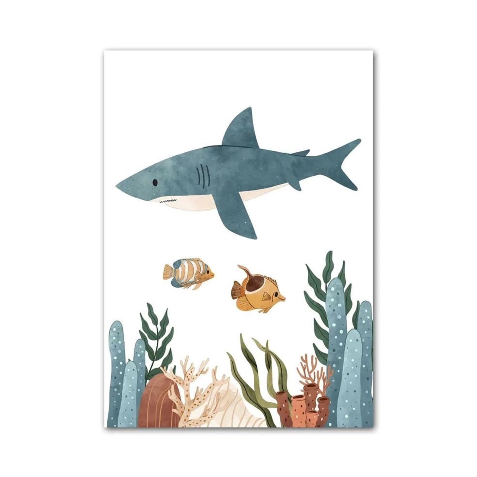 XENITE Wall Art Canvas Prints Marine Whale Shark Jellyfish Coral Wall Art Posters No Frame Nordic Nursery Canvas Prints Pictures Kids Room Decor(D,50x70cm)