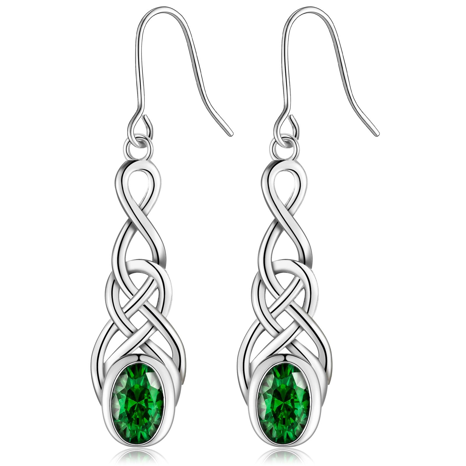 MASOP Ohrringe Hängend Keltischer Knoten Unendlichkeitszeichen AAA Zirkonia Weiß/Rot/Blau/Grün Hängeohrringe Hochzeit Schmuck für Damen Frauen Braut