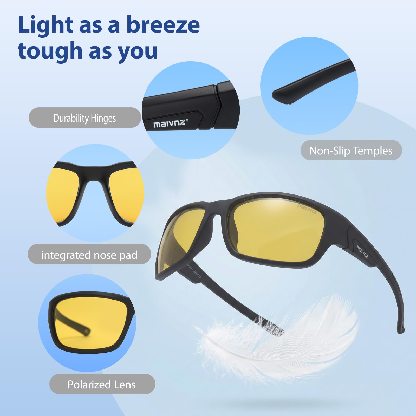 maivnz Gafas de sol polarizadas flotantes para hombres y mujeres, gafas deportivas UV400 insumergibles para kayak, navegación y surf