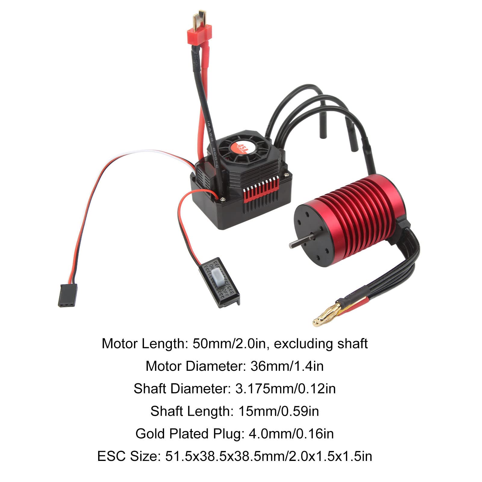 Changor Bezszczotkowy Silnik RC ESC Combo Wysoki Moment Obrotowy 3000KV Aktualizacja Zamienna dla Pojazdów Bezszczotkowych 1/10 Stop Aluminium