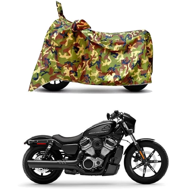 Image of Waterproof 100% PVC Coated Bike Scooty Two Wheeler Body Cover Compatible for Harley Davidson Nightster STD /UV-Rays /Heat Protection /Birds Dropping /Scratchproof /Dust Proof [6X6 Jungle Print]