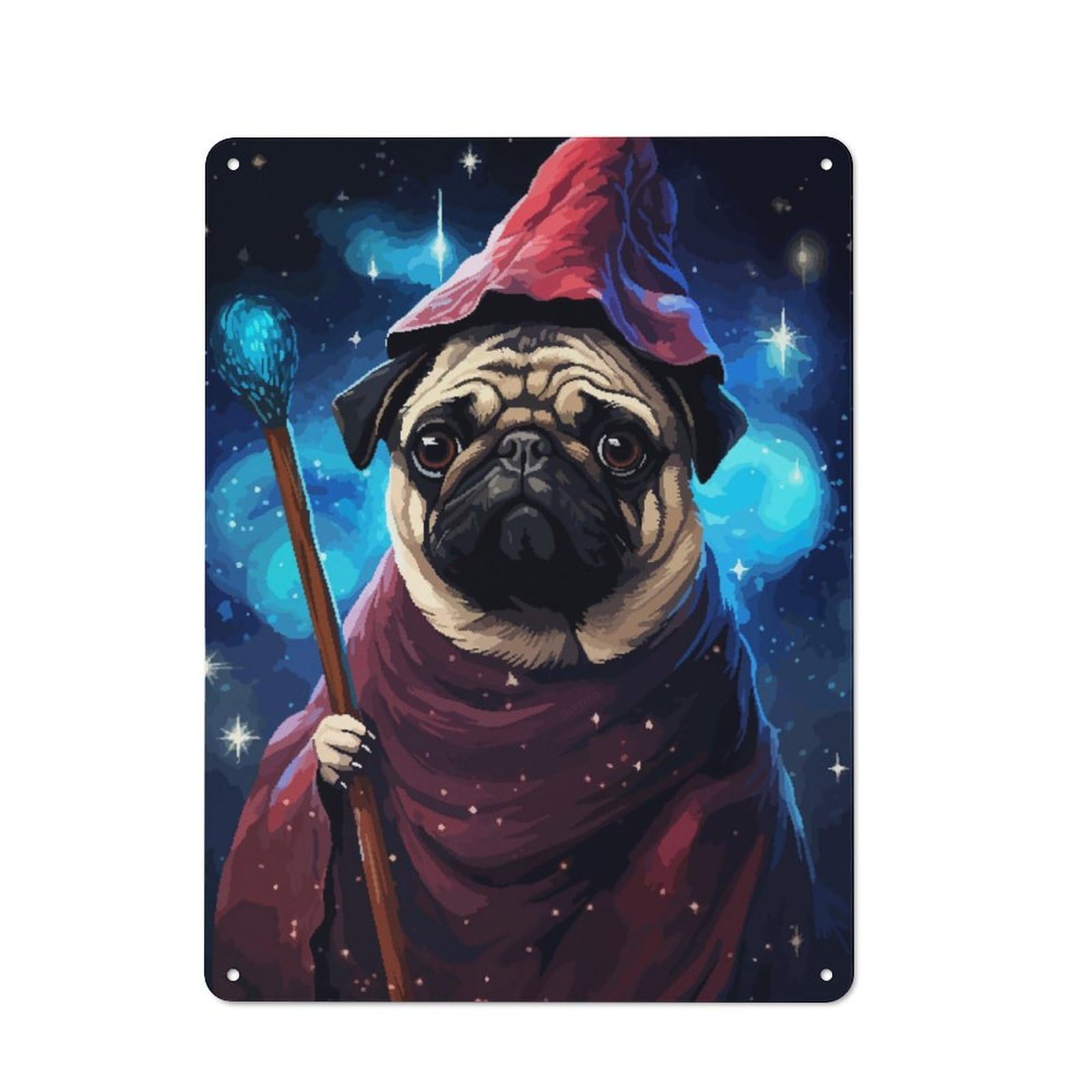 Junmoney Magic Pug Retro Pixel Art Tin Wall Plaque 40X30cm With For Dining Room Or Kitchen, For Vintage Wall Decor Fans, For Themed Room Decoration