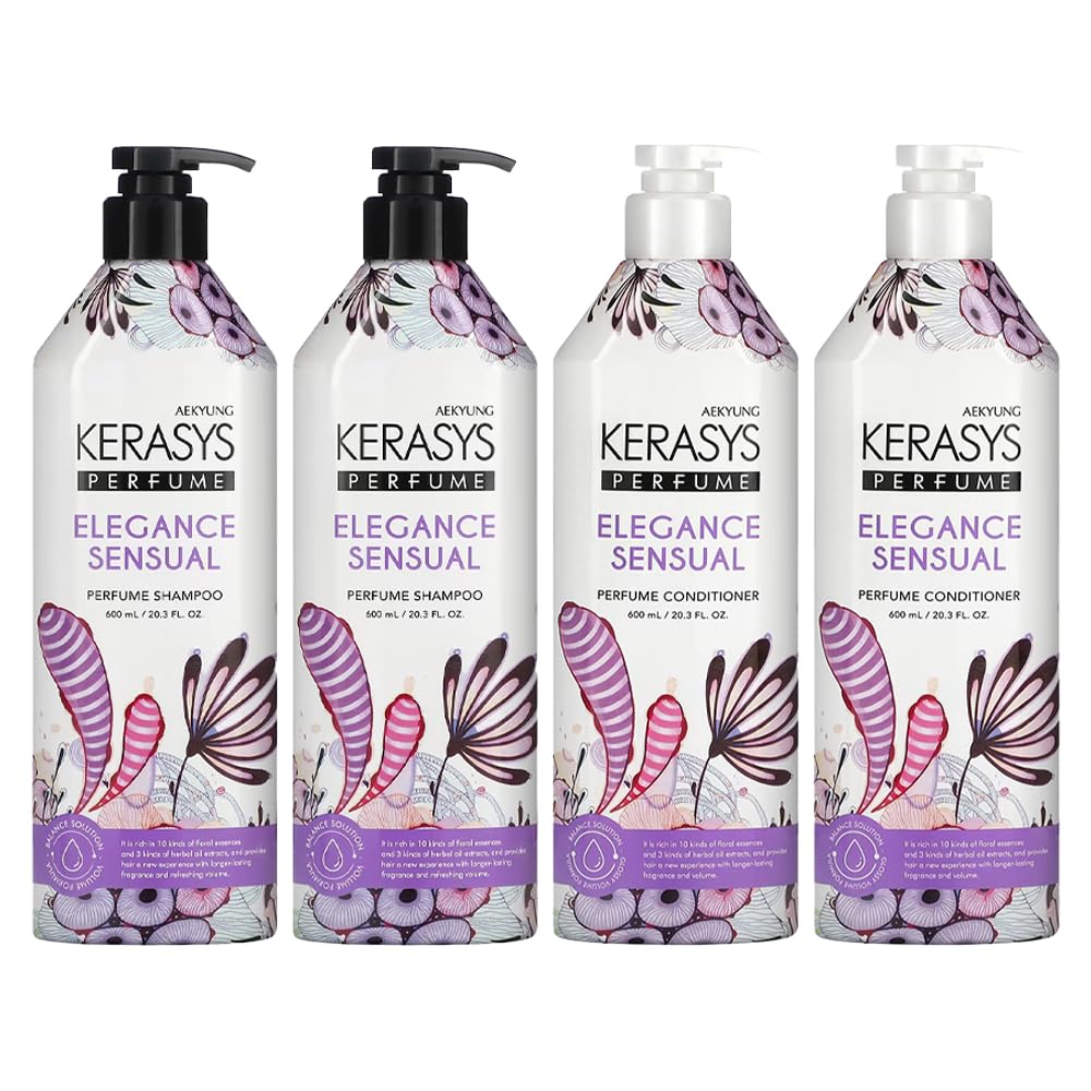 New Kerasys Elegance & Sensual Perfumed Shampoo 600ml and Conditioner 600ml (2 shampoo+2 conditioner)