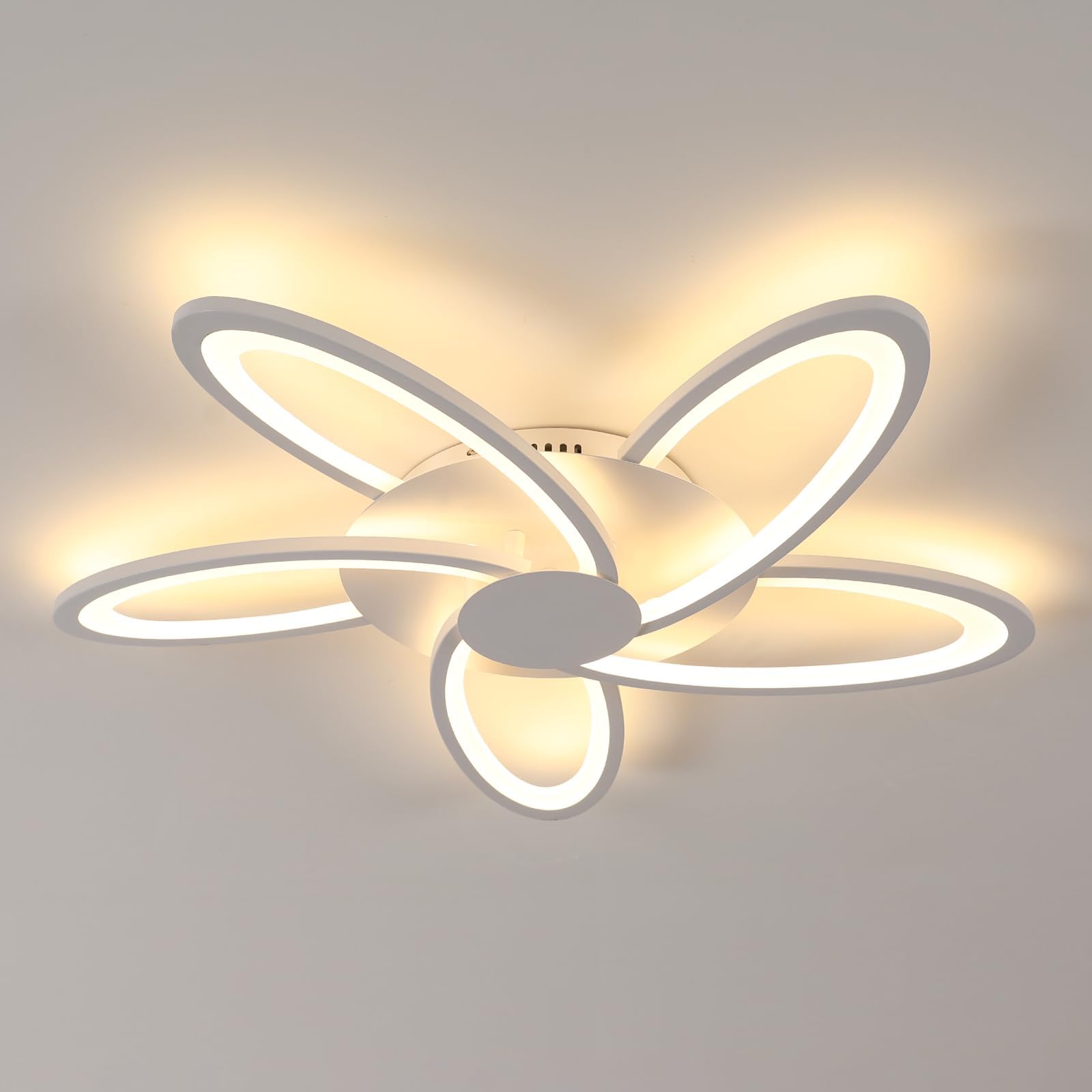 Plafoniera LED Soffitto 60W 6700LM Fiore Design, Luce Calda 3000K | Lampada da Soffitto Moderna, Lampadario LED Bianca per Camera da Letto, Soggiorno, Sala da Pranzo, Ufficio