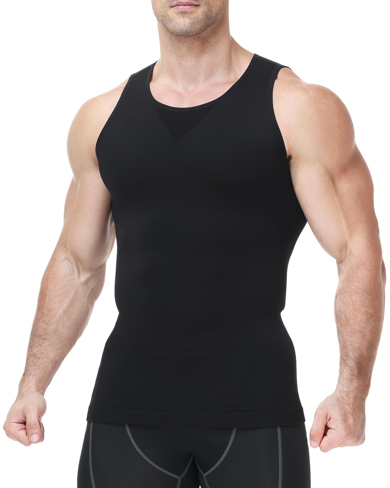 Runhit Shapewear Herren Kompressionsshirt Ärmelloses Tank Top, Seamless Bauchweg Unterhemd & Body Shaper Männer, Figurformend Slim Fit Atmungsaktiv Elastisch