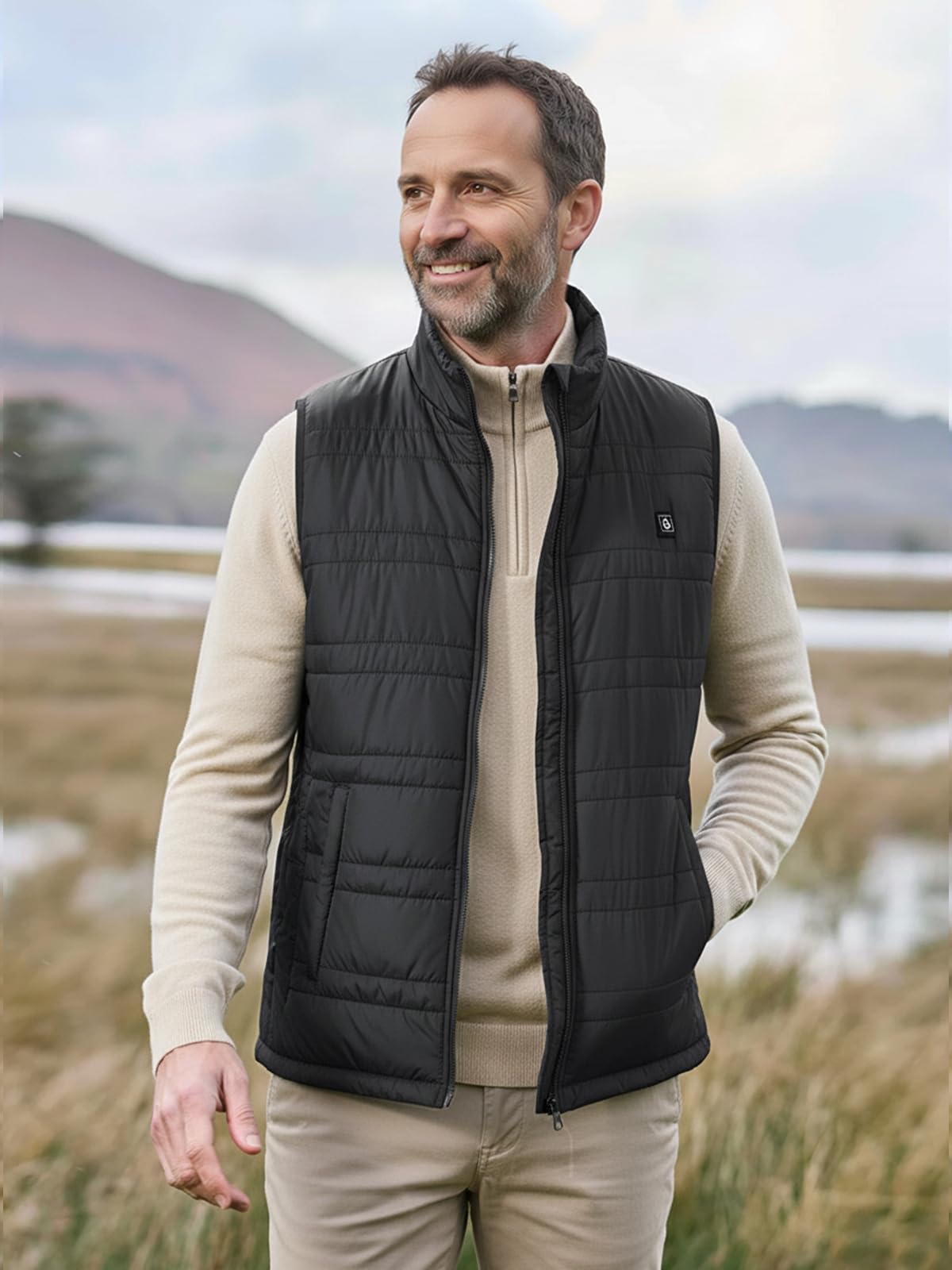 UNBON Gilet Riscaldato Uomo, Giubbotto Riscaldato Uomo con Batteria USB 10000mAh, Gilet Riscaldante Termico 3 Temperature 6 Zone di Calore, Giubbotto Riscaldante Invernale per Moto Caccia