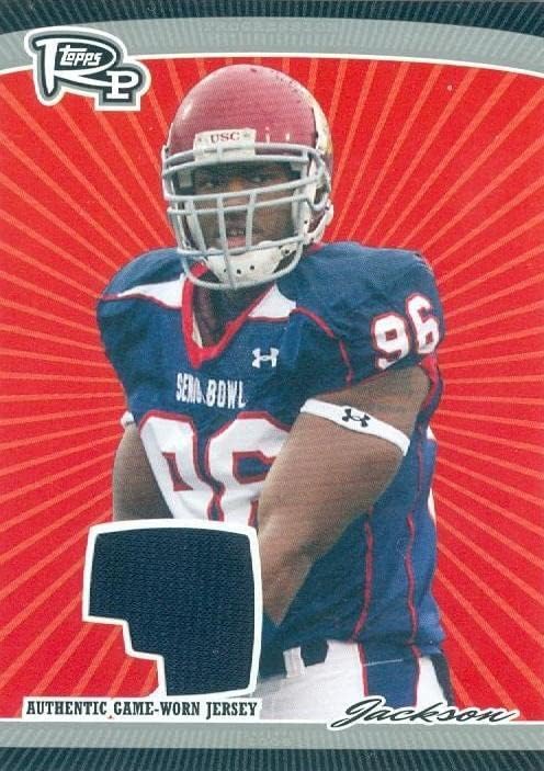 Sports Memorabilia Lawrence Jackson player worn jersey patch football card (USC Trojans) 2008 Topps Rookie Progression #PSRLJ LE 1/179 - Unsigned Football Cards