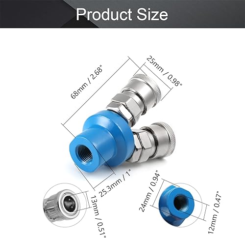 Miniatura 4 de Othmro Conector de compresor de aire redondo 2 vías de montaje rápido conectar acoplador manguera de aire herramienta de acoplamiento 1 unids