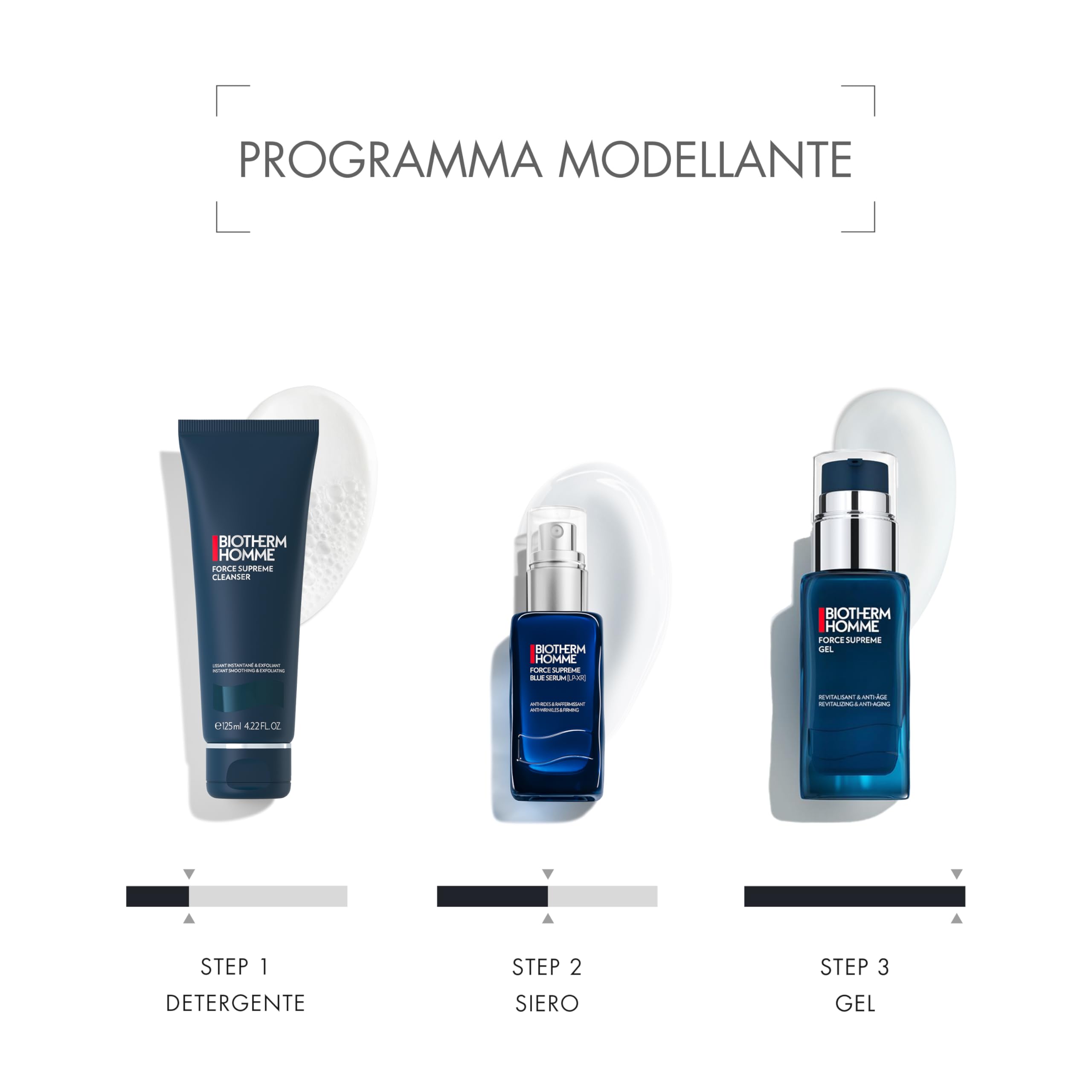 BIOTHERM HOMME Force Supreme Gel, Gel Viso Anti Età, Tonificante e Rinfrescante, Con Pro-Xylane e Vitamina E, Contrasta i Segni del Tempo, Pelle Più Tonica e Compatta, 50 ml