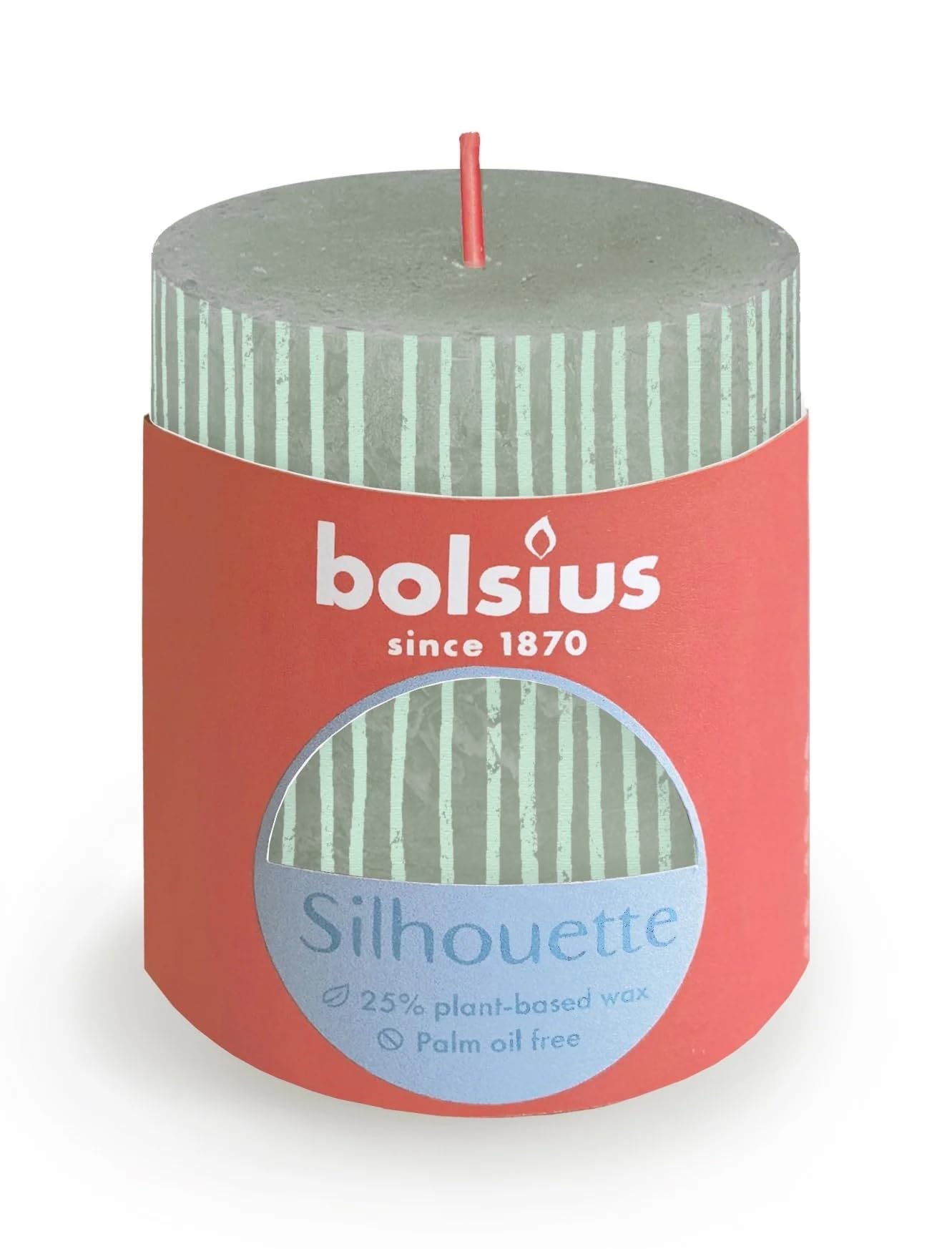 Bolsius Green Jade Rustic Silhouette Pillar Candle 8Cm X 7Cm