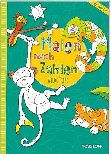 Malen nach Zahlen. Wilde Tiere: Mit ausklappbarer Farbtafel. Ab 4 Jahren