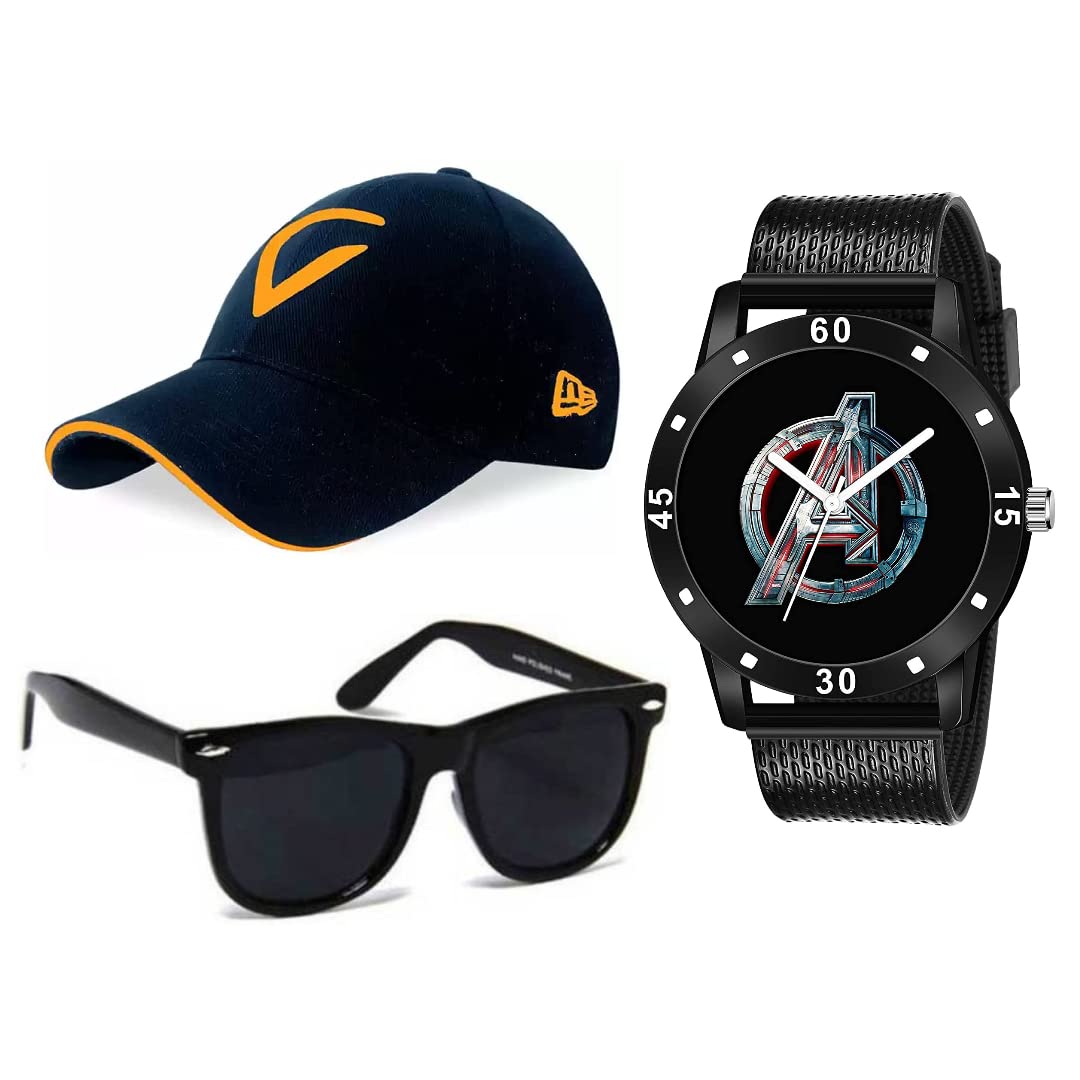 PUTHAK UnequeTrend, Men & Boys Accessories Combo – Watch, Cap and Sunglass Combo (Pack of 3) (Pattern 4) (B09PH911CR) Amazon Price History, Amazon Price Tracker