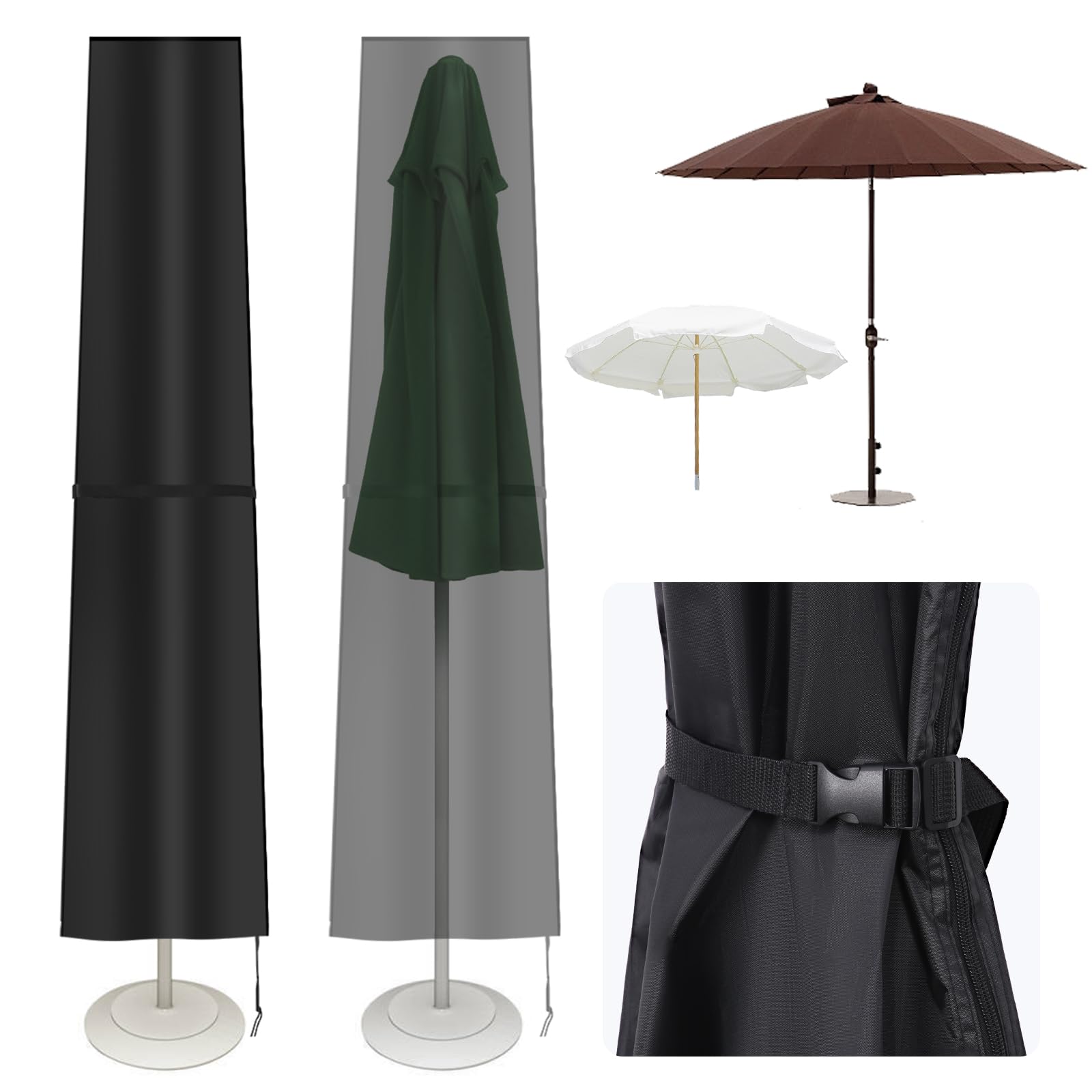 Wodoodporny pokrowiec ochronny na parasol przeciwsłoneczny, 210D, pokrowiec na parasol Ø 2 m/3 m, pokrowiec na parasol boczny (ampelschirm), osłona, czapka na parasol, osłony na parasol targowy