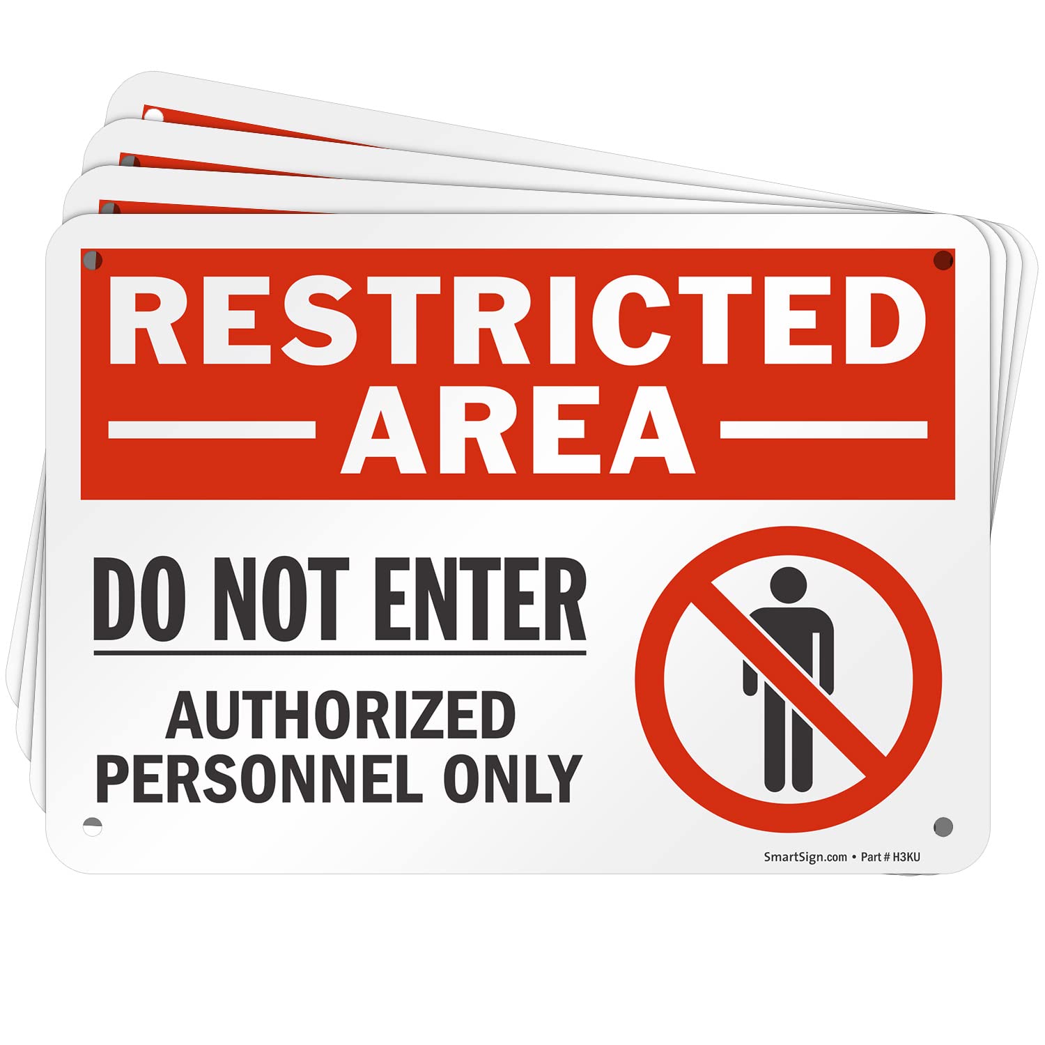SmartSign 10 x 14 inch “Restricted Area - Do Not Enter, Authorized Personnel Only” OSHA Metal Sign, 40 mil Laminated Rustproof Aluminum, Red, Black and White, Made in USA — Amazon image 17