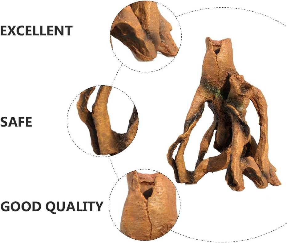 Angoily Simulation Tree Trunk Aquarium Decor 9.05X7.08X6.69In Resin Fish Tank Stump Ornament with Hideout for Aquatic Pets Underwater Decoration