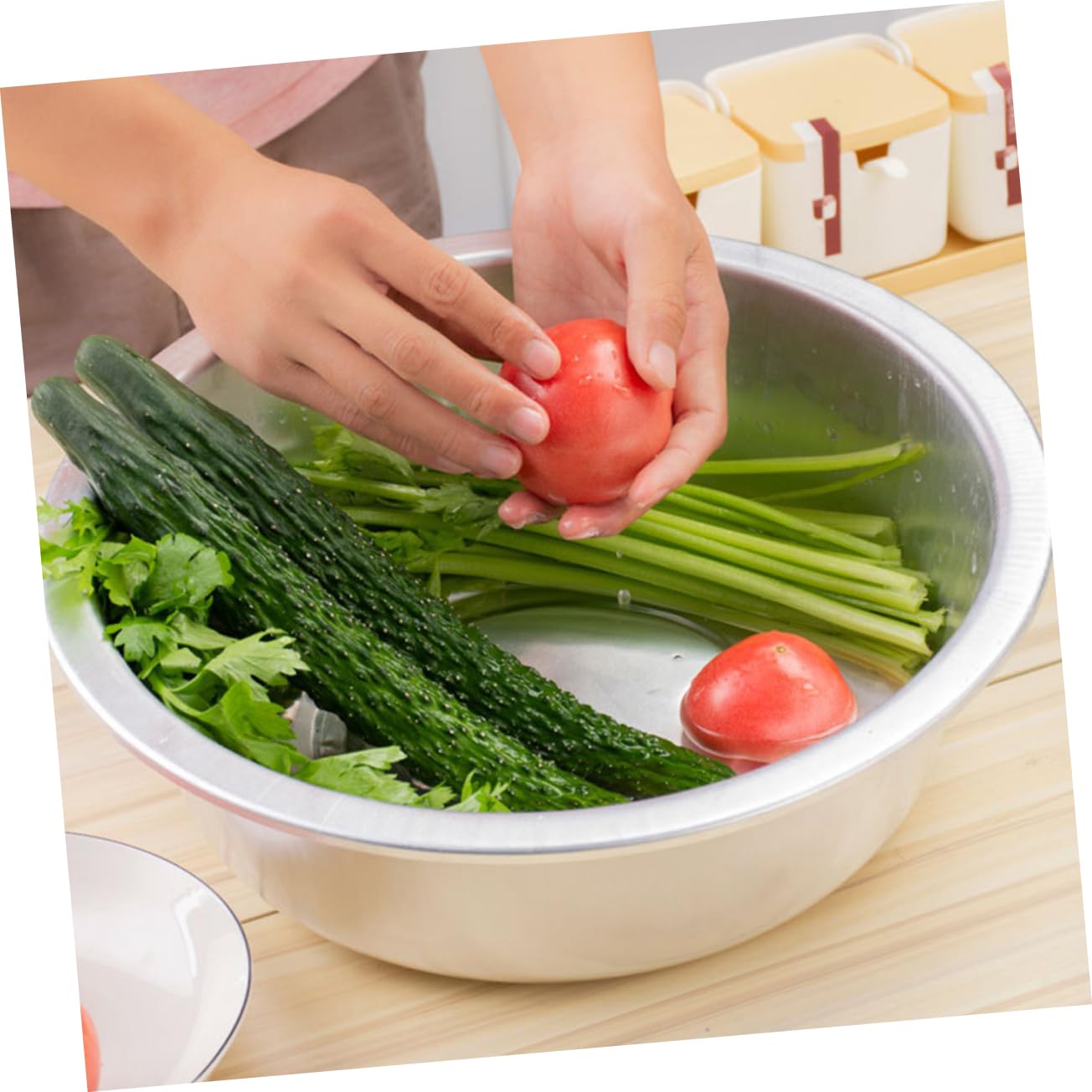 Mikinona Thick Aluminum Basin Kitchen Vegetable Fruit Wash Basin Rust-free Perfect for Housewarming