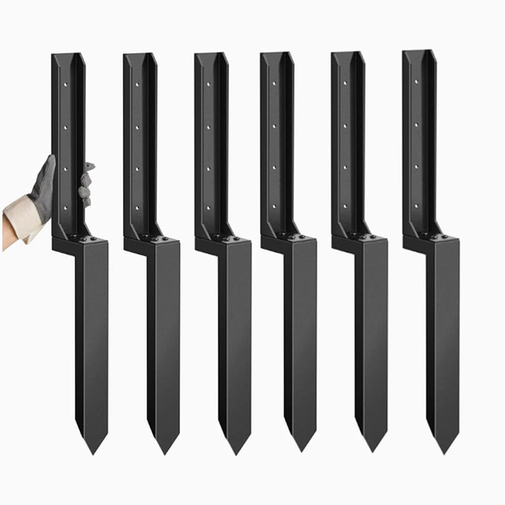 LQSYBHD Heavy Duty Fence Post Repair Kit Ground Post Anchor Fence Post Support Fence Stakes Post Base Mailbox Post Anchor Bracket for Repairing Leaking or Broken Wood Posts(Size:6pcs)