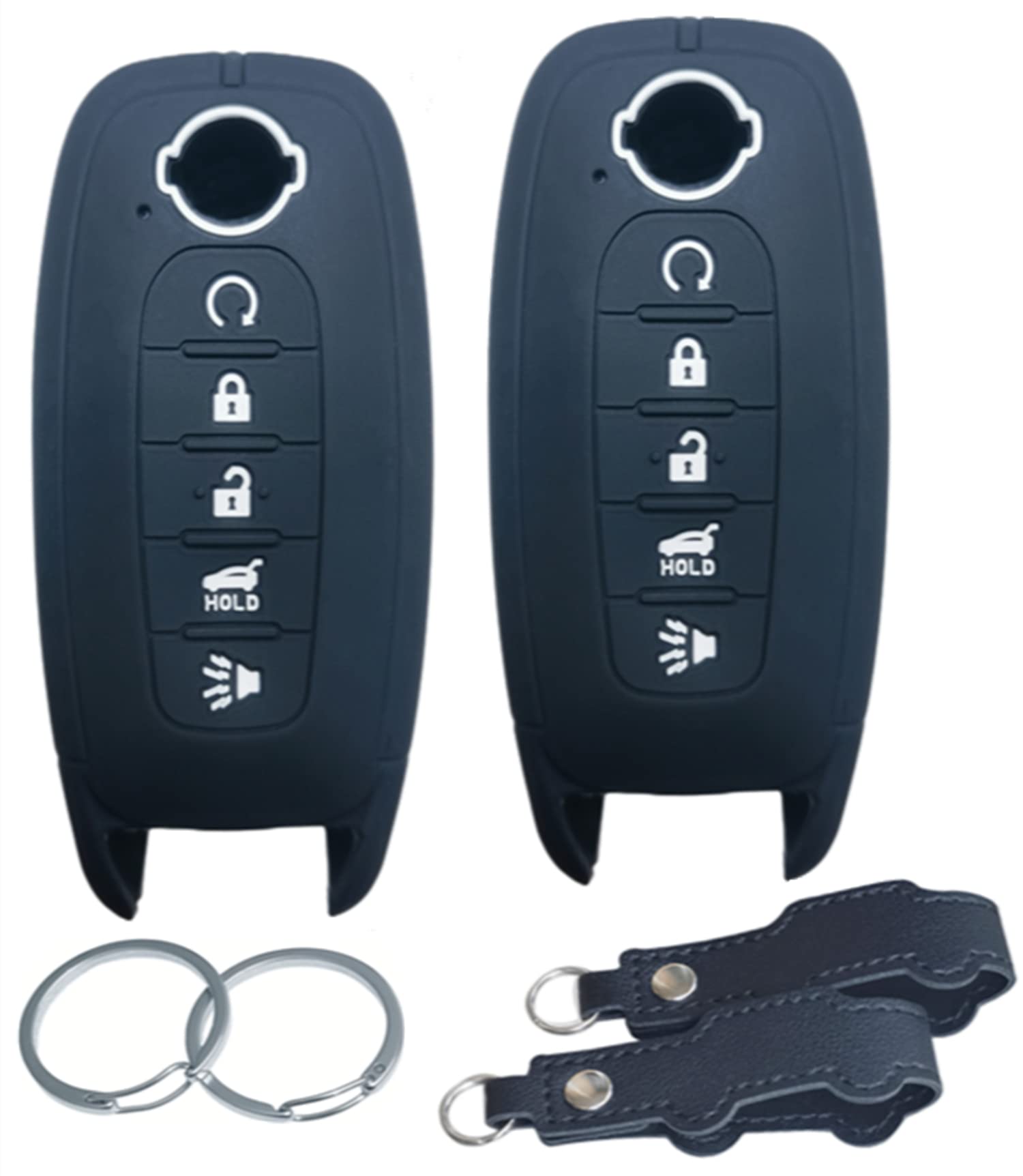 Photo 1 of **BUNDLE OF 2 (NON REFUNDABLE)**
RUNZUIE 2Pcs 5 Buttons Silicone Smart Remote Key Fob Cover for 2024 2023 Nissan Pathfinder Rogue (Black)