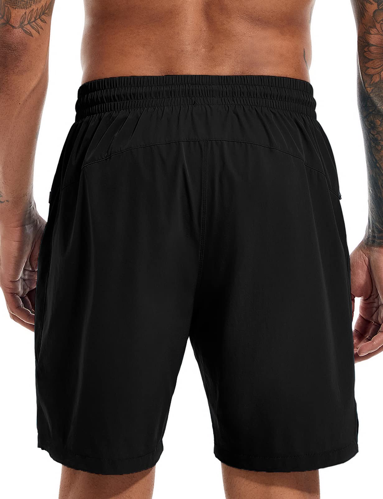 Costume da bagno da uomo, lungo, 2 in 1, con compressione, ad asciugatura rapida, traspirante, con chiusura lampo, coulisse regolabile
