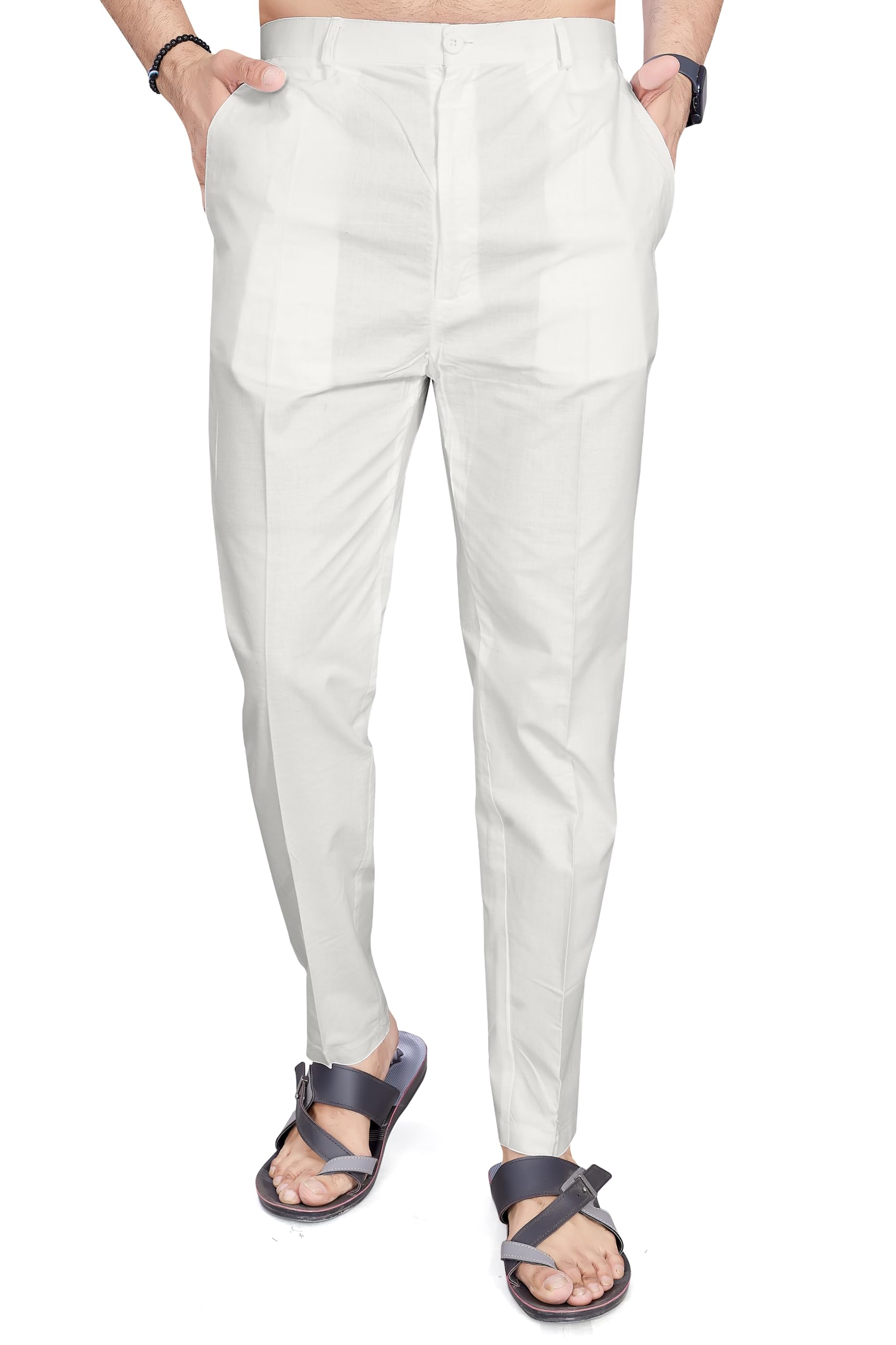 Divisive Men's Cotton Stitched Slim Fit Pyjama/Pant (Dpt28_Xl_Off White)