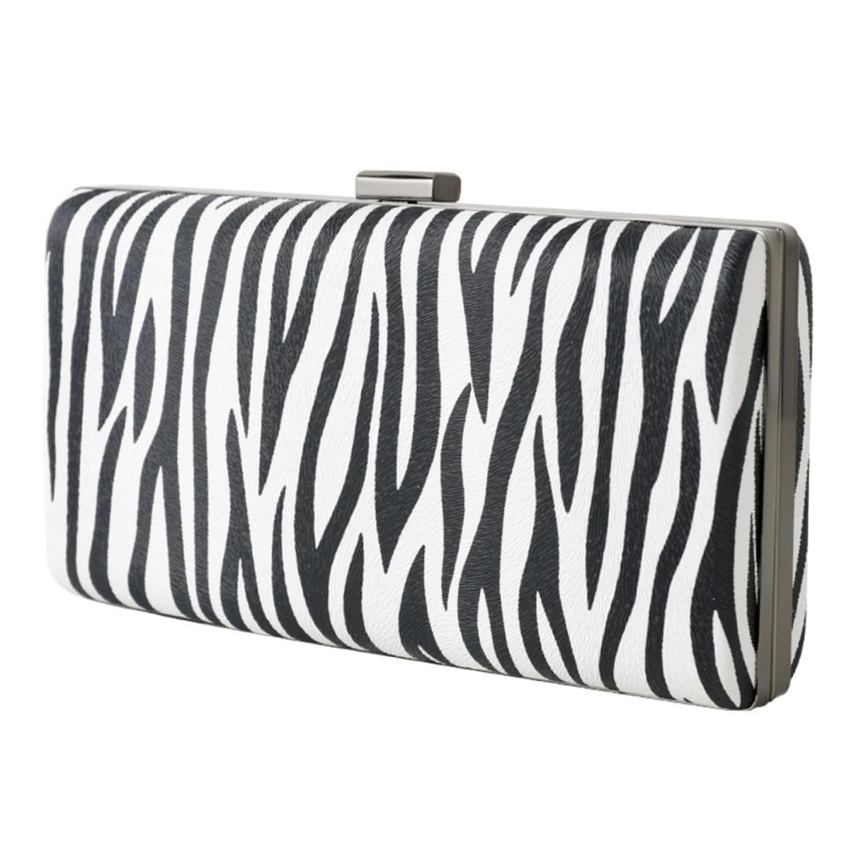 VILLCASE Bolso de Noche de Pu Rayas de Cebra, Negro Elegante