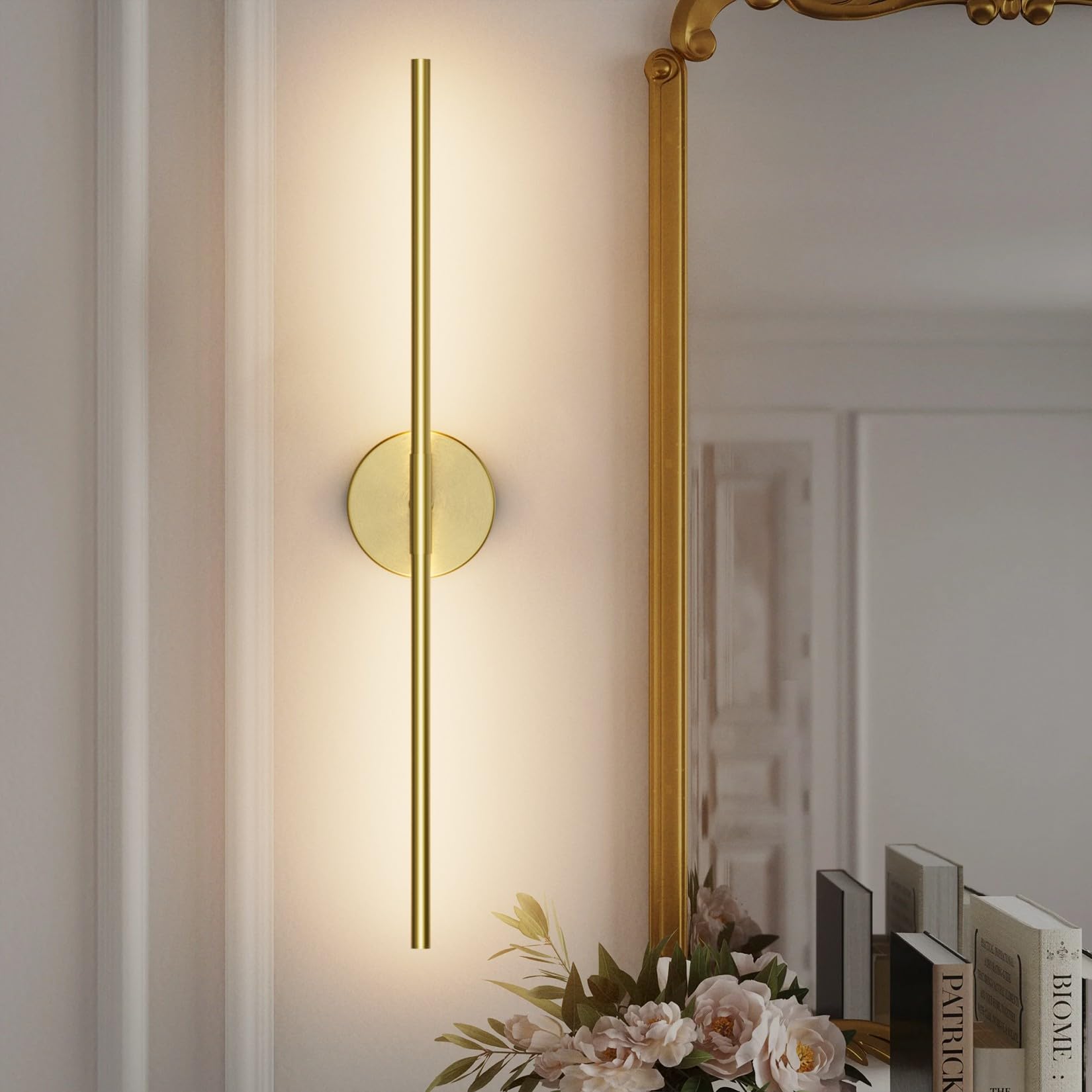 28In Gold Bathroom Vanity Light Fixtures Over Mirror LED 360° Rotatable Modern Bathroom Sconces 3000K Warm Light