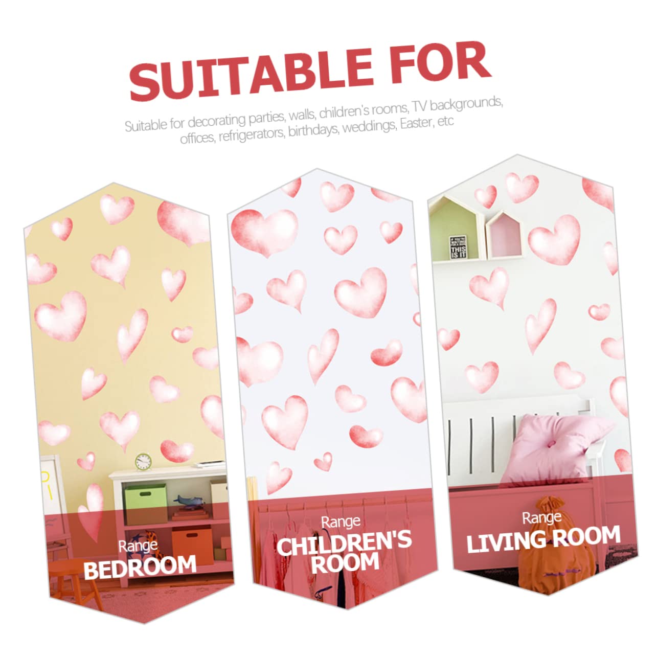 Toyvian 5sets Adesivi Murali Cuore Adesivi Decorativi Per Cameretta Facili Da Applicare e Rimuovere Per Decorare La Stanza Dei Ragazzo Ragazza Senza Residui e Personalizzabili Di Sticker