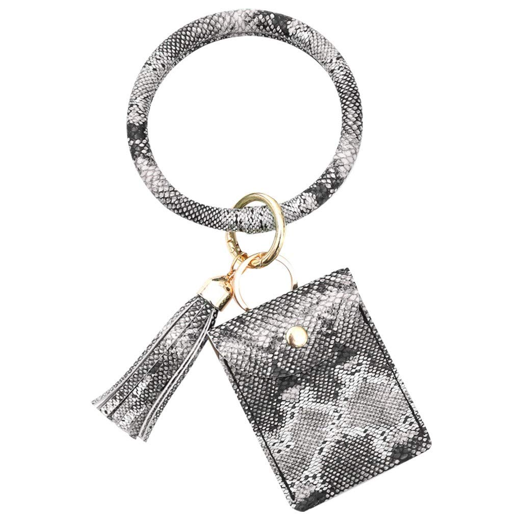 Wristlet Bracelet Keychain, Key Ring Bracelets Card Holder Purse Wristlet Key Chains Tassel for Women Girls