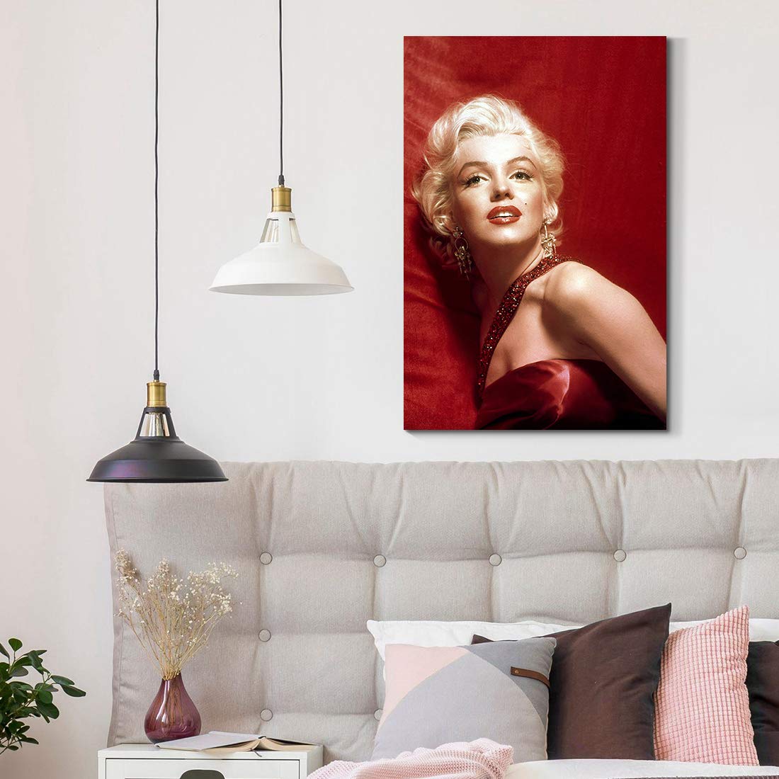 Denozer - Marilyn Monroe Canvas Wall Art Painting Classic Female Portrait Artwork for Living Room Bedroom Home Decor,Stretched and Framed Ready to Hang - 24