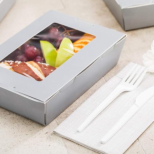 Miniatura 3 de Restaurantware Cafe Vision - Cajas desechables de 42 onzas para llevar, 200 cajas de papel para alimentos, bloqueo de bisagra, resistente a la