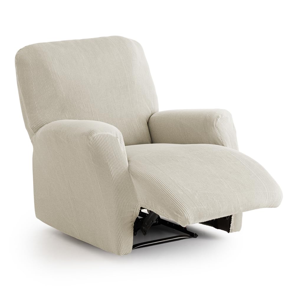 MAXIFUNDAS | Funda de Sofá Elástica Sillón Relax Color Marfil - Funda de Sofá Extrasuave, Antideslizante y Elástica - Funda Sofá Elástica Modelo Inca