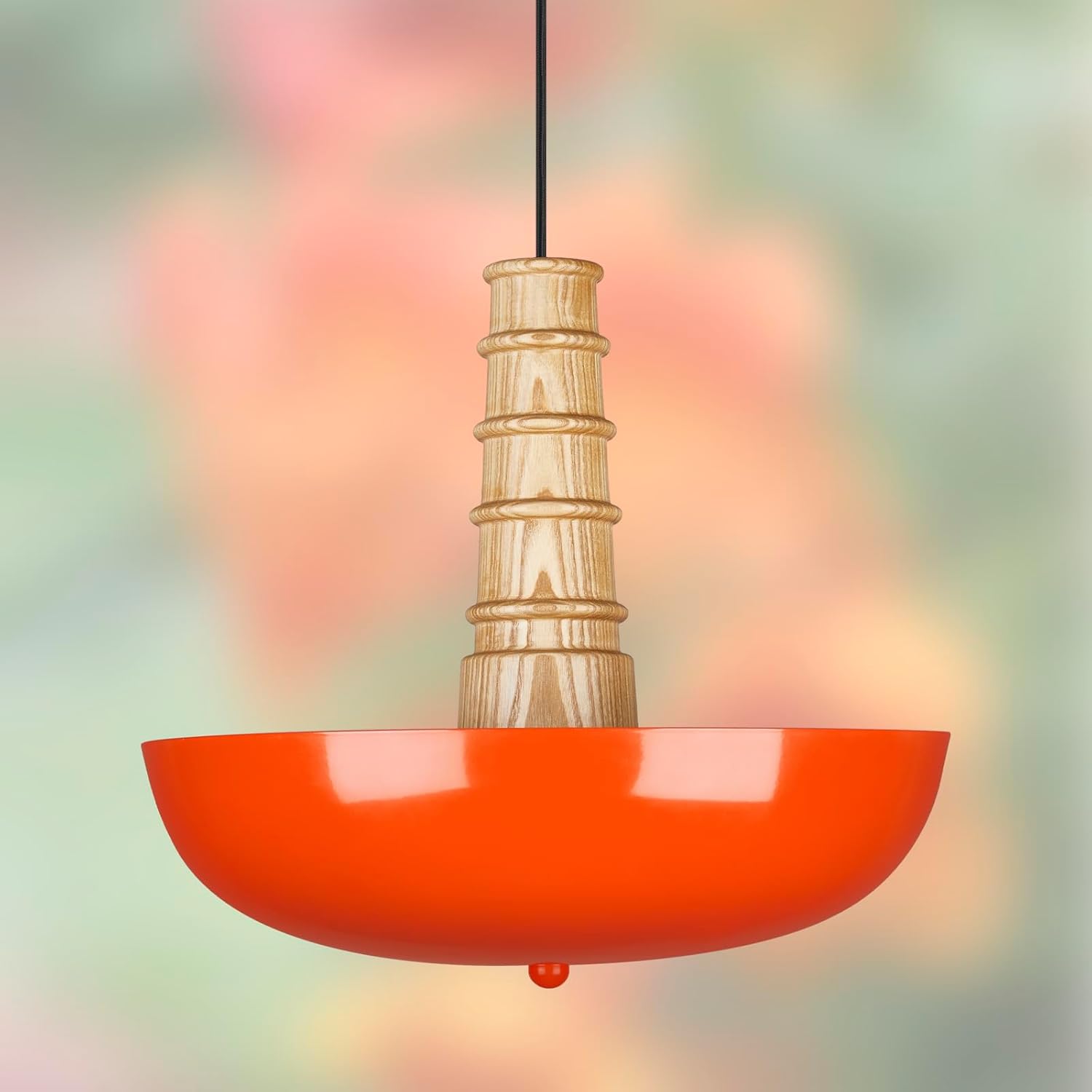 !! check photos stock photo shows wrong color !! 2-Lights Wood Farmhouse Chandelier for Dining Room, Green Metal Natural Wood Hanging Lighting Fixtures Over Dinning Table,Exclusive Unique Design,Black Fabric Cable,ETL Listed