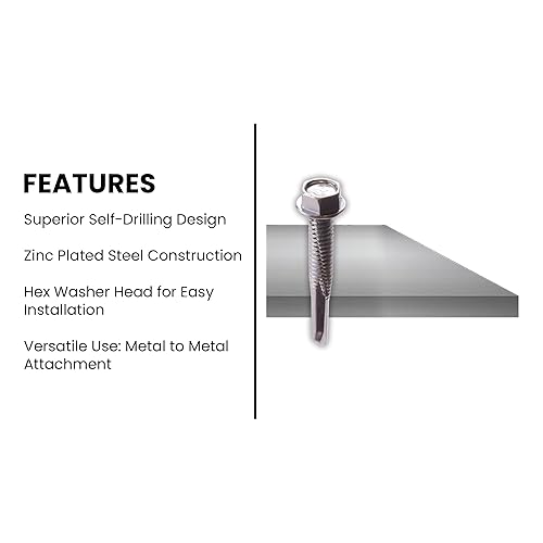 Miniatura 10 de Giro en U - 12-24 x 1-14 pulgadas Tek 5 tornillos hexagonales autoperforantes (paquete de 50)