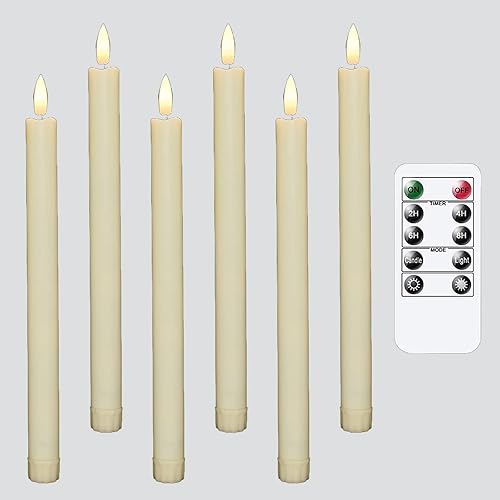 Miniatura 1 de YUNFLY Velas cónicas parpadeantes sin llama, velas de cera real para ventana, funcionan con pilas con temporizador y controles remotos, velas LED
