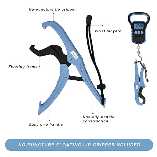 Vista 4 de Báscula de pesca impermeable con pinza de labio, báscula de equipaje colgante postal de 110 libras con gancho, báscula de mano digital con cinta