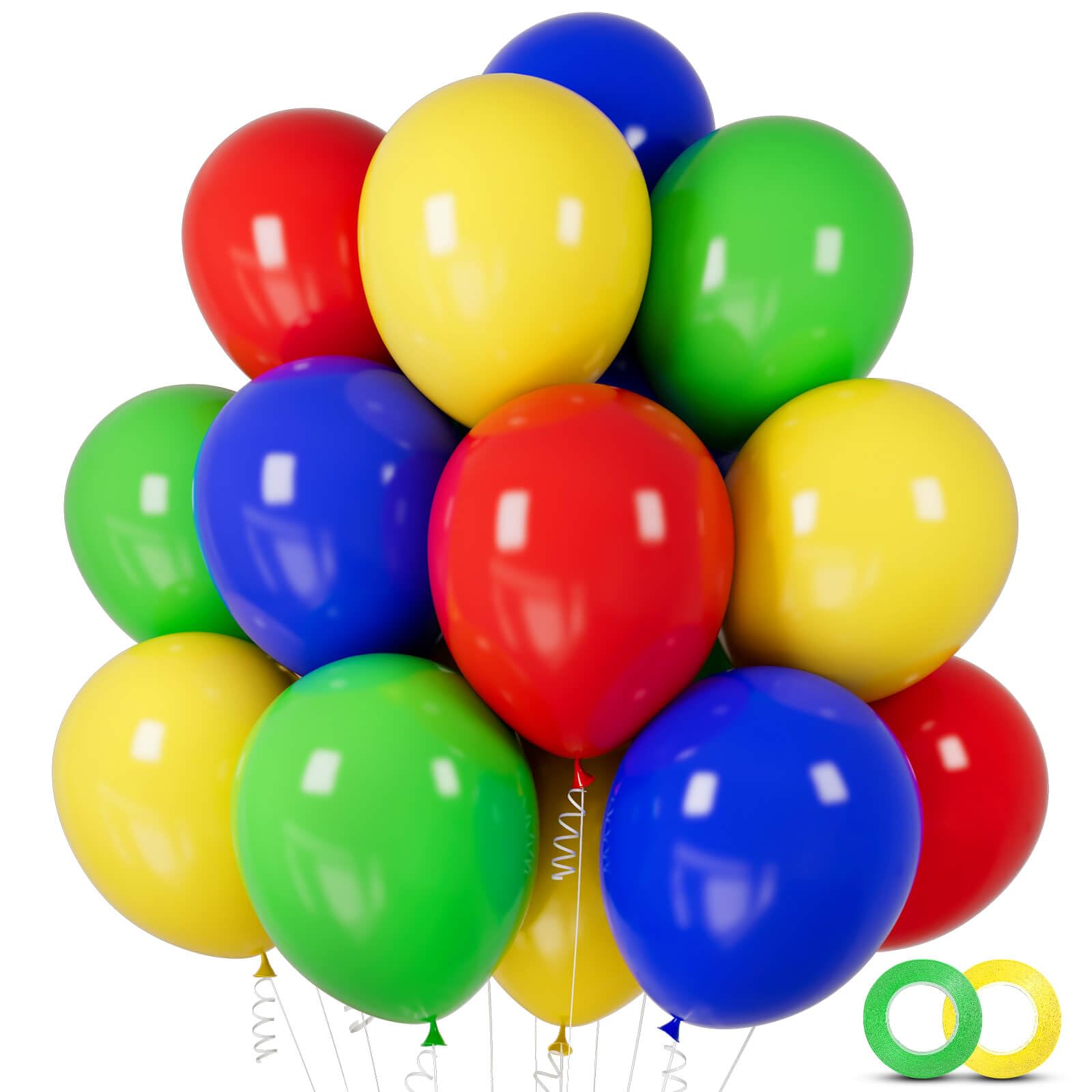 Red Blue Green Yellow Balloons 100 Pack 12 Inch Matte Blue Yellow Red Green Latex Balloon for Carnival Circus Balloon arch Kids Birthday Baby Shower