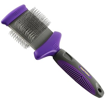 Double Sided Flexible Slicker Brush by Hertzko - Removes Loose Hair, Tangles, and Knots, Flexible Head Contours on Your Pet's Skin - Suitable for Dogs and Cats